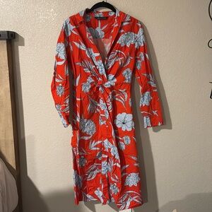 Zara floral print button down dress